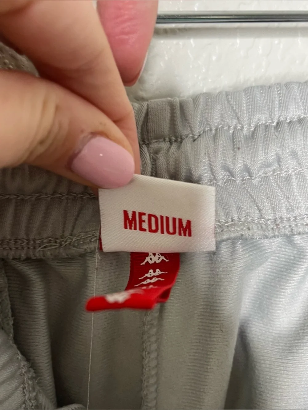 Kappa Y2K Track Pants Gray Side Stripe Logo Joggers Red Blue Streetwear Medium